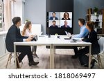 online video conference social... | Shutterstock . vector #1818069497