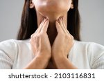 sore neck and throat. woman... | Shutterstock . vector #2103116831