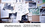 Small photo of Police Investigator Board Background. Detective Evidence Map