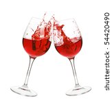 Red Wine Splash In Two Glasses  ...
