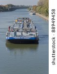 Small photo of DORSTEN, GERMANY – OCTOBER 16: Oil tanker ‘Saskia Reich’ on tour on the Wesel-Datteln-Kanal in Dorsten, Germany on October 16, 2005: This ship ship is 125m long, has 11 tanks and 2x 1014 PS.