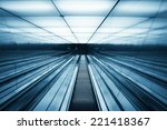 futuristic escalator ,abstract space in a modern building 