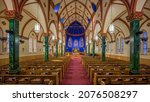 Small photo of SAULT STE. MARIE, MICHIGAN, USA - SEPTEMBER 29, 2021: Interior of the historic Holy Name of Mary Catholic Church on Portage Street in downtown Sault Ste. Marie