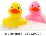 Yellow And Pink Rubber Ducks In ...