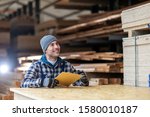 Young Male Worker In Timber...