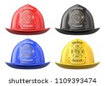 Firefighter Helmets In Front...