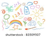 children drawing multicolored... | Shutterstock .eps vector #83509507