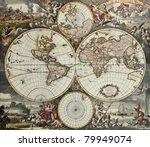 Old Map Of World Hemispheres....