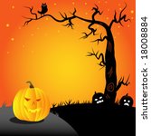 halloween  pumpkin and an owl... | Shutterstock .eps vector #18008884