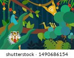 tropical jungle with some... | Shutterstock .eps vector #1490686154