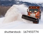 Snow Plough Truck Clearing Road ...