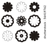 illustrated flowers  black on... | Shutterstock . vector #56419762
