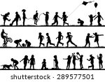 children silhouettes playing... | Shutterstock . vector #289577501