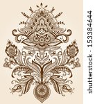 henna lace paisley flower vector | Shutterstock .eps vector #153384644