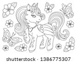 unicorns vector. coloring book... | Shutterstock .eps vector #1386775307