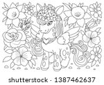 unicorns vector. coloring book... | Shutterstock .eps vector #1387462637