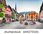 Hallstatt square in Austria Alps mountain