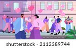 loving people celebrating happy ... | Shutterstock .eps vector #2112389744