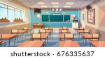 empty school class room... | Shutterstock .eps vector #676335637