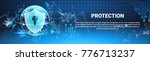 protection shield blue polygons ... | Shutterstock .eps vector #776713237
