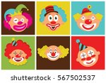 Set Of Colorful Clown Heads....
