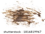 Small photo of Wet mud, stains texture isolated on white background, top view and clipping path