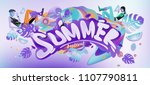 vector colorful summer banner.... | Shutterstock .eps vector #1107790811