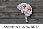 Small photo of Cancer of the brain as tumor growth diagnosis and symptoms of gliomas meningiomas astrocytomas and oligodendrogliomas as diagnosis of symptoms as a paper sculpture.