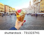 Italian Ice   Cream Cone Held...