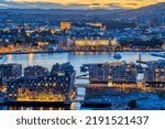 View over Oslo in Norway with the Oslo Fjord after sunset