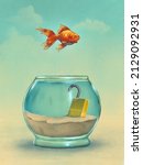 Goldfish Floating Above A Fish...