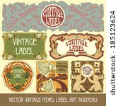 vector vintage items  label art ... | Shutterstock .eps vector #185123624