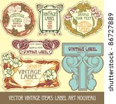 vector vintage items  label art ... | Shutterstock .eps vector #86727889
