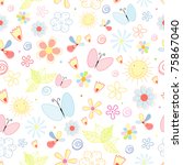 summer pattern of flowers and... | Shutterstock .eps vector #75867040