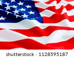 closeup of american flag. | Shutterstock . vector #1128595187