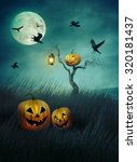 pumpkin scarecrow in fields of... | Shutterstock . vector #320181437