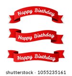red banners with 'happy... | Shutterstock .eps vector #1055235161