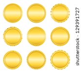 set of golden labels on white... | Shutterstock .eps vector #129391727