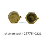Small photo of Plug stopgap nut on the pipe , close up plumbing fixtures on white background