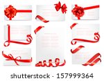 set of gift card notes with red ... | Shutterstock .eps vector #157999364