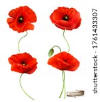 big set of a red poppy isolated ... | Shutterstock .eps vector #1761433307