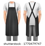 black cotton kitchen apron set. ... | Shutterstock .eps vector #1770479747