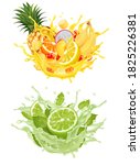 set of fruit juice splash.... | Shutterstock .eps vector #1825226381