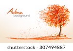 Autumn Background With A Tree...