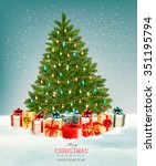 christmas tree with presents... | Shutterstock .eps vector #351195794