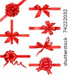 big set of red gift bows with... | Shutterstock .eps vector #74222032