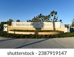 Small photo of COSTA MESA, CALIFORNIA - 12 NOV 2023: Vanguard University sign, a private Protestant university and the first 4 year college in Orange County.