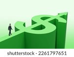 Businessman on abstract green...