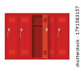 red metal cabinets with one... | Shutterstock .eps vector #1791583157