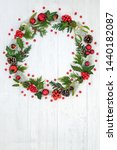 Abstract Christmas Wreath With...